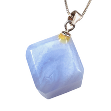 Load image into Gallery viewer, Blue Lace Cube Pendant with Sterling Silver Box Chain P.I # 106