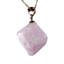 Load image into Gallery viewer, Kunzite Cube Pendant with Sterling Silver Box Chain # 113