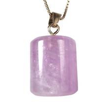 Load image into Gallery viewer, Kunzite Cylinder Pendant with Sterling Silver Box Chain #174