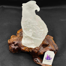 Load image into Gallery viewer, Clear Quartz Eagle + Wooden Stand # 49
