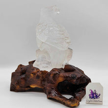 Load image into Gallery viewer, Clear Quartz Eagle + Wooden Stand # 49
