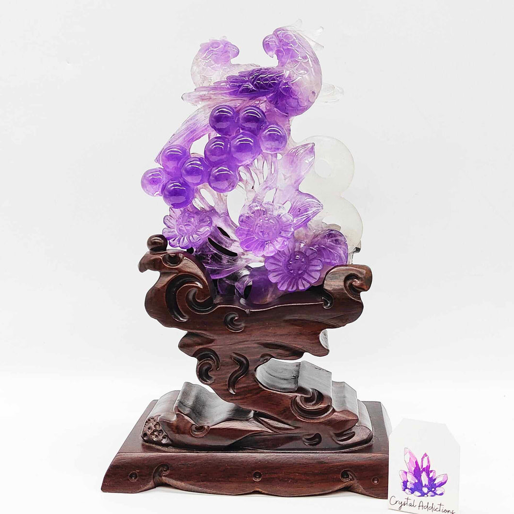Lavender Quartz Unique Carving + Custom Sandalwood Stand # 17