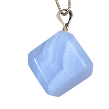Load image into Gallery viewer, Blue Lace Cube Pendant with Sterling Silver Box Chain # 41