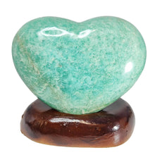 Load image into Gallery viewer, Amazonite Heart + Wooden Stand XL # 119