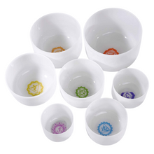 Load image into Gallery viewer, Frosted Quartz Chakra Singing Bowl Set