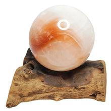 Load image into Gallery viewer, Fire Quartz Sphere + Custom Wood Stand # 76