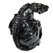 Load image into Gallery viewer, Black Obsidian Skull with Dragon XL # 81