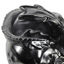 Load image into Gallery viewer, Black Obsidian Skull with Dragon XL # 81