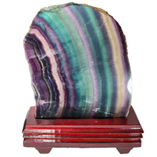 Load image into Gallery viewer, Rainbow Fluorite Slice in Custom Stand # 86