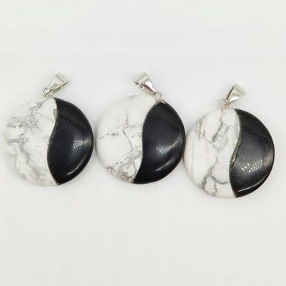 Black Obsidian + Howlite Yin Yang Pendant