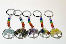 Load image into Gallery viewer, Chakra Tree of Life Keychain - Amethyst