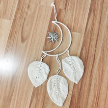 Load image into Gallery viewer, Macrame Moon Leaf Star Dream Catcher
