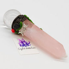 Load image into Gallery viewer, Rose Quartz + Clear Quartz Sphere Wand # 111
