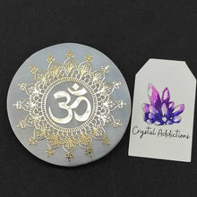 Load image into Gallery viewer, Selenite Charging Disk + Gold Symbols