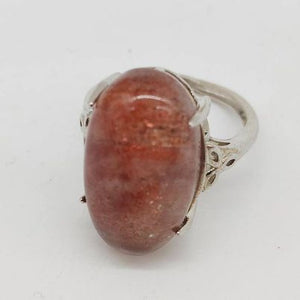 Sunstone Silver Plated Adjustable Ring