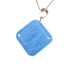 Load image into Gallery viewer, Aquamarine Cube Pendant with Sterling Silver Box Chain # 103
