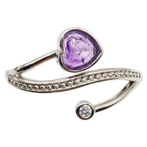 Amethyst Heart Wrap Adjustable Ring