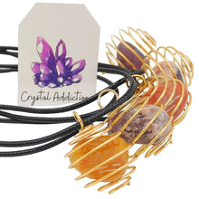 Load image into Gallery viewer, Cage Tumble Pendant + Leather Cord Assorted
