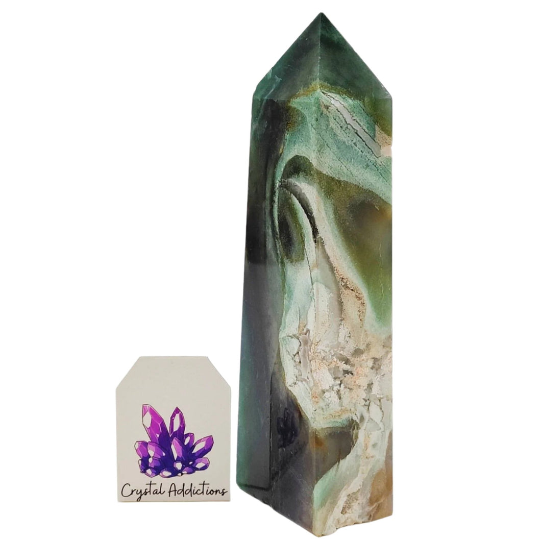 Moss Agate Tower Fossilised  # 1