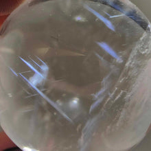Load image into Gallery viewer, Clear Quartz Blue Feather Needle Sphere # 98
