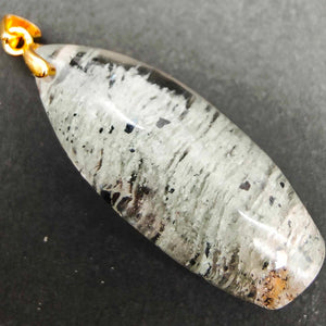 Scenic Garden Quartz + Black Mica Gold Pendant # 186