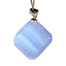 Load image into Gallery viewer, Blue Lace Cube Pendant with Sterling Silver Box Chain # 41
