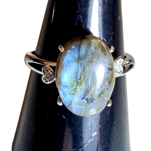 Labradorite Adjustable Silver Ring # 54