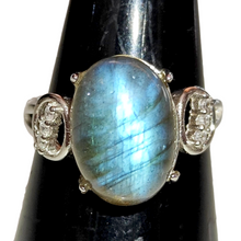 Load image into Gallery viewer, Labradorite Adjustable Silver Ring # 162
