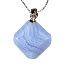 Load image into Gallery viewer, Blue Lace Cube Pendant with Sterling Silver Box Chain # 90
