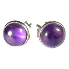 Load image into Gallery viewer, Amethyst Sterling Silver Stud Earrings # 49
