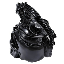 Load image into Gallery viewer, Black Obsidian Skull with Dragon XL # 81
