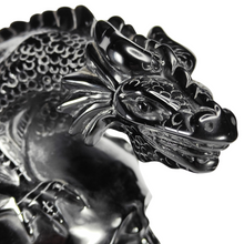 Load image into Gallery viewer, Black Obsidian Skull with Dragon XL # 81

