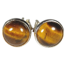 Load image into Gallery viewer, Tiger Eye Sterling Silver Stud Earring
