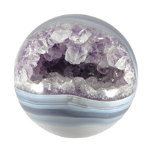 Load image into Gallery viewer, Agate + Amethyst Druzy Sphere # 7
