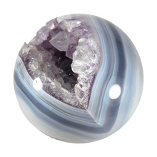 Load image into Gallery viewer, Agate + Amethyst Druzy Sphere # 7
