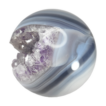 Load image into Gallery viewer, Agate + Amethyst Druzy Sphere # 7
