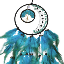 Load image into Gallery viewer, Black &amp; Turquoise Tree of Life Dreamcatcher
