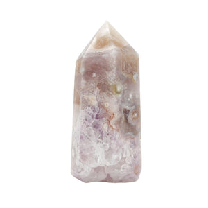 Flower Agate Point + Amethyst Inclusions # 64