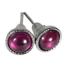 Load image into Gallery viewer, Garnet Round Stud Earrings
