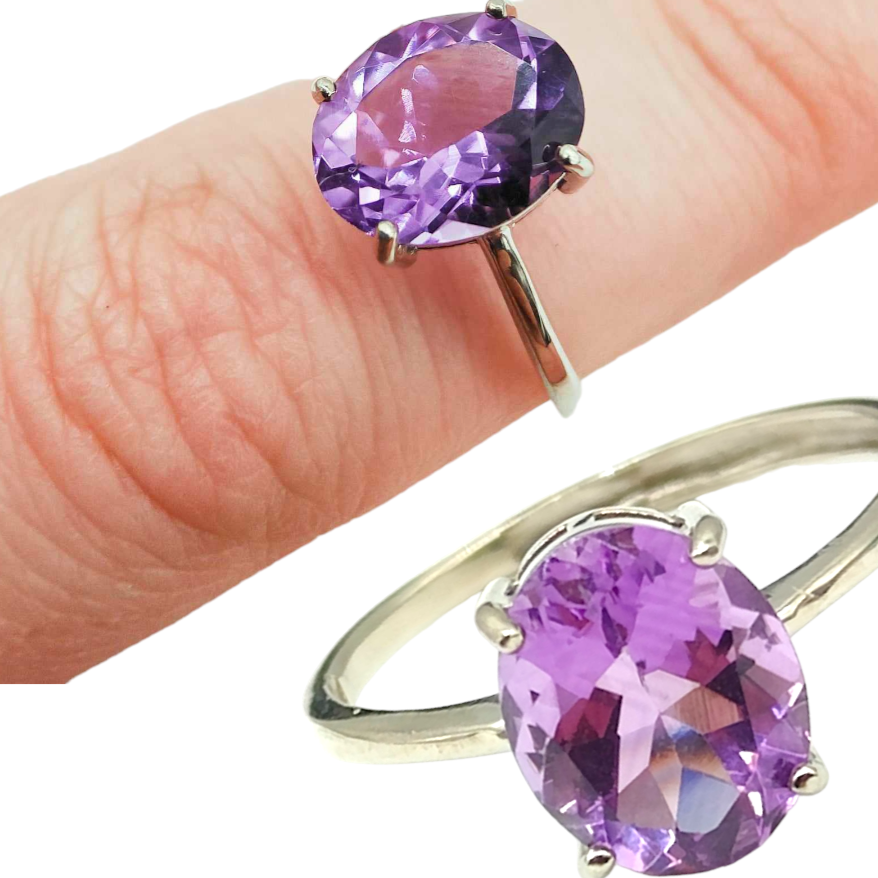 Amethyst Silver Ring # 107