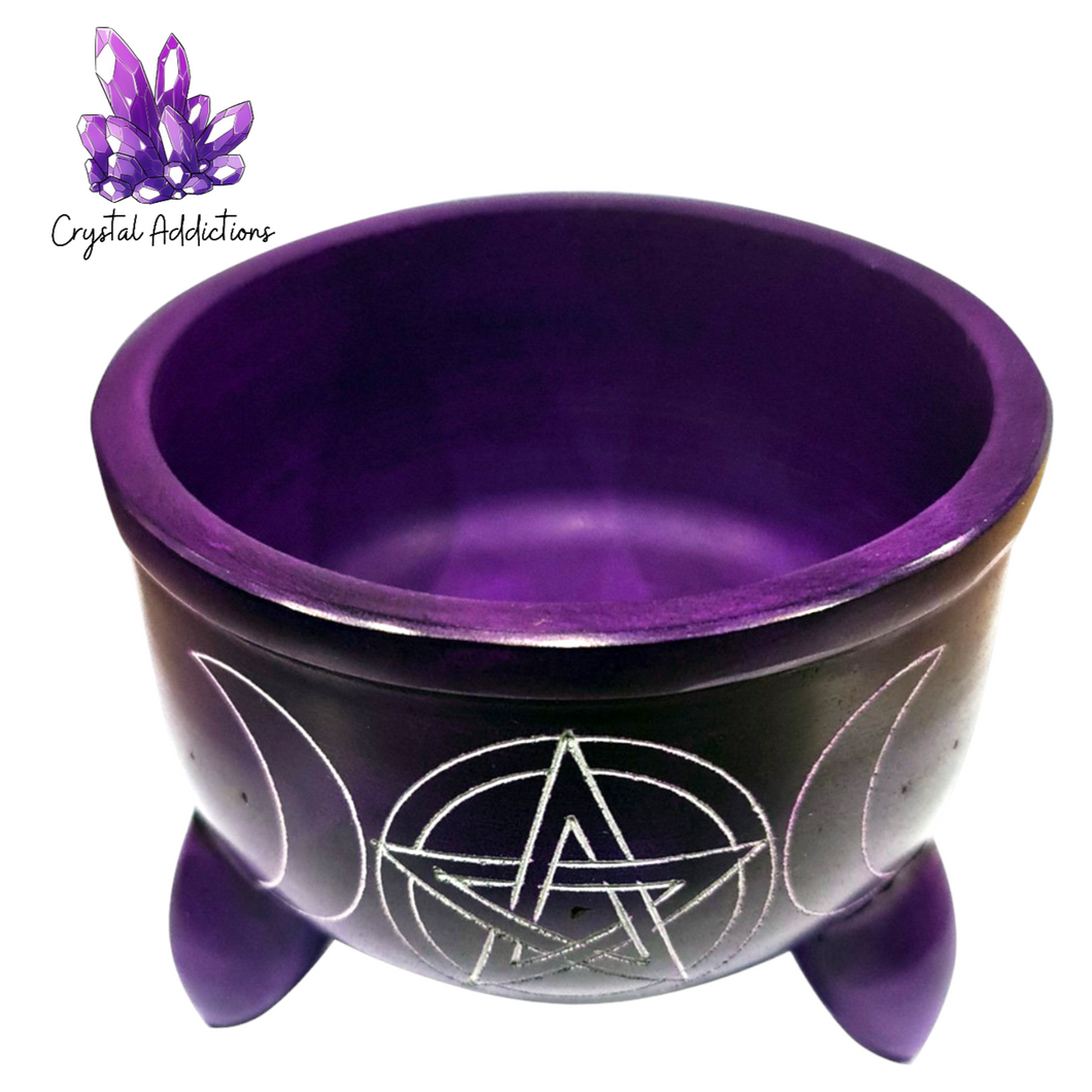 Triple Moon Soapstone Incense Burner Smudge Bowl