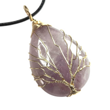 Load image into Gallery viewer, Amethyst Gold Tree of Life Pendant
