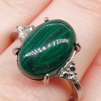 Malachite Silver Adjustable Ring #5