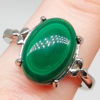 Malachite Silver Adjustable Ring #166