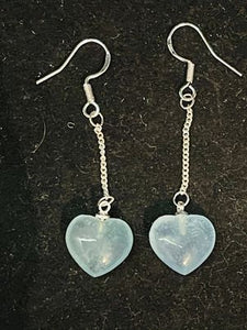 Sterling Silver Aquamarine Heart Dangle Earrings #30