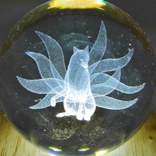Load image into Gallery viewer, Glass Etched Sphere Nine Tail Fox

