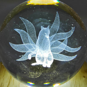 Glass Etched Sphere Nine Tail Fox