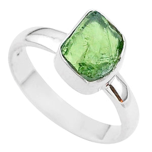 Green Apatite Raw Sterling Silver Ring # 116