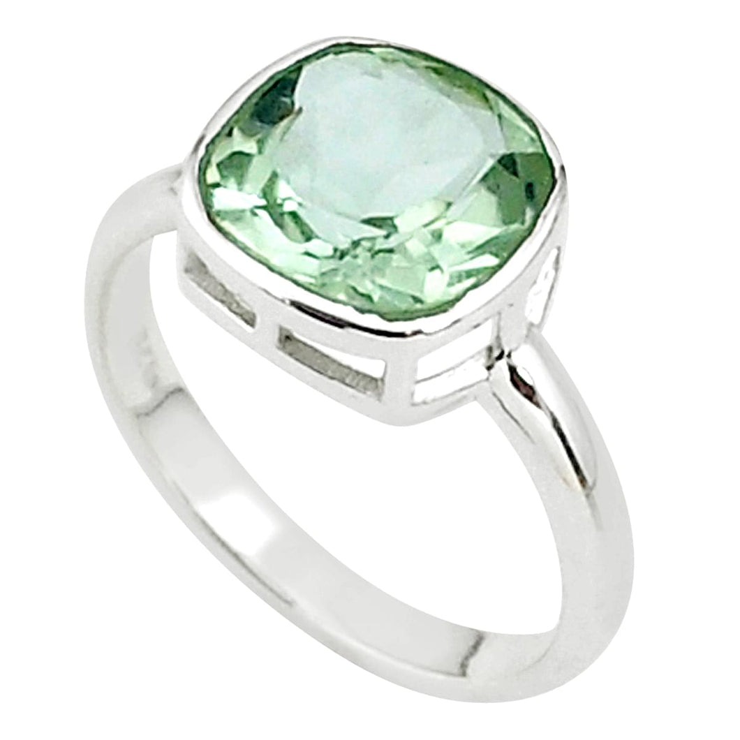 Green Amethyst Solitaire Ring # 200