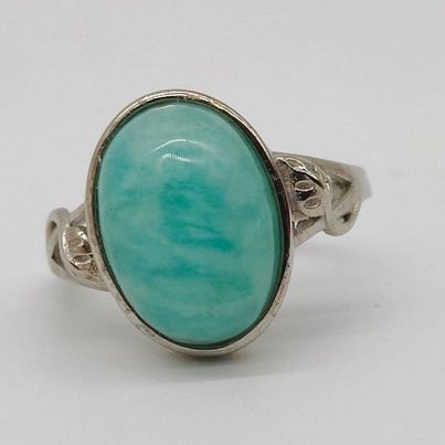 Amazonite Silver Plated Adjustable Ring #5